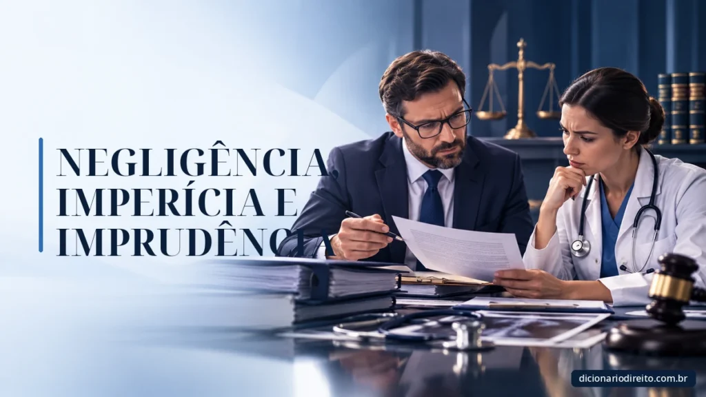 Ilustração editorial sobre Negligência, Imperícia E Imprudência — Dicionário Direito