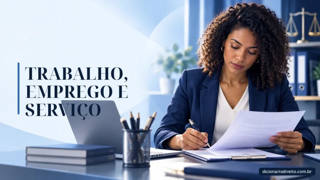 Ilustração editorial sobre Trabalho, Emprego E Serviço — Dicionário Direito