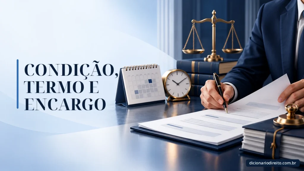Ilustração editorial sobre Condição, Termo E Encargo — Dicionário Direito