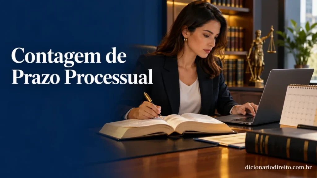 Advogada consulta calendário e documentos para calcular um prazo processual