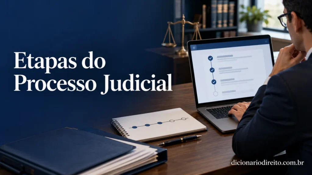 Pessoa consulta as movimentações de um processo judicial em um computador