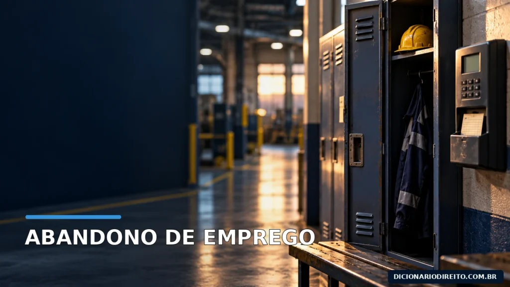 Armário de trabalho vazio e relógio de ponto em corredor industrial representam ausência no emprego