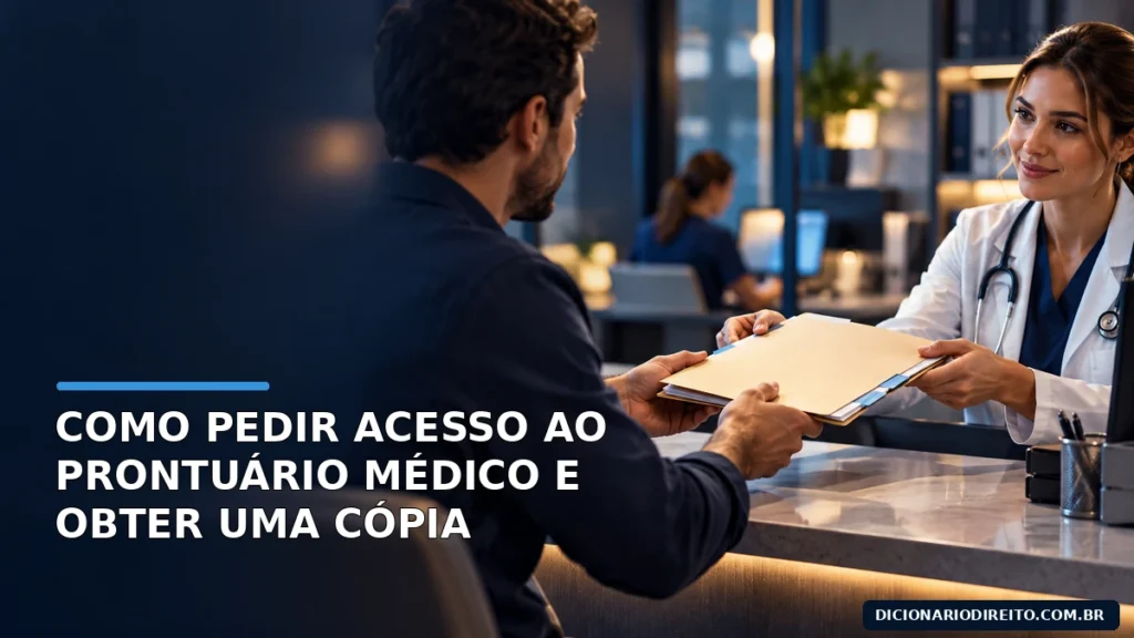 Paciente organiza documentos médicos e solicita uma cópia do prontuário