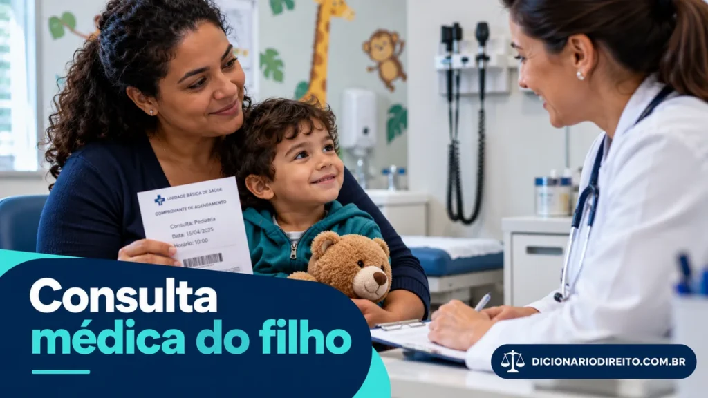 Acompanhamento de filho em consulta: quando a falta é justificada? — imagem editorial ilustrativa