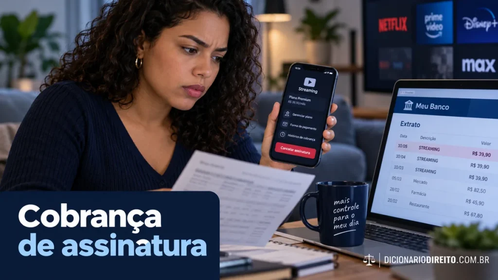 Assinatura renovada automaticamente: como cancelar e contestar cobranças — ilustração editorial sobre direitos e procedimentos no Brasil