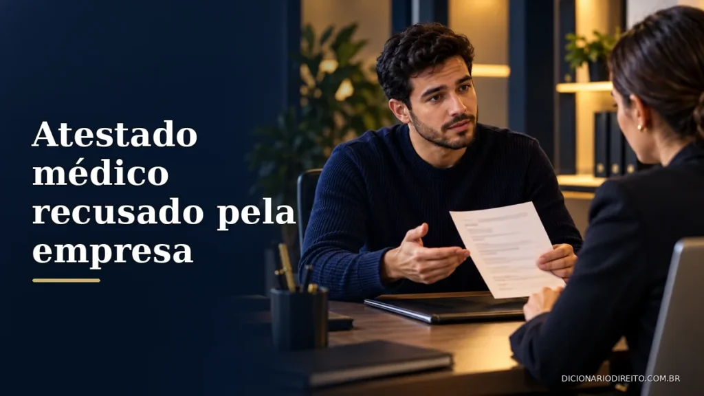 Atestado médico recusado pela empresa: como contestar o desconto? — imagem editorial ilustrativa relacionada ao tema.