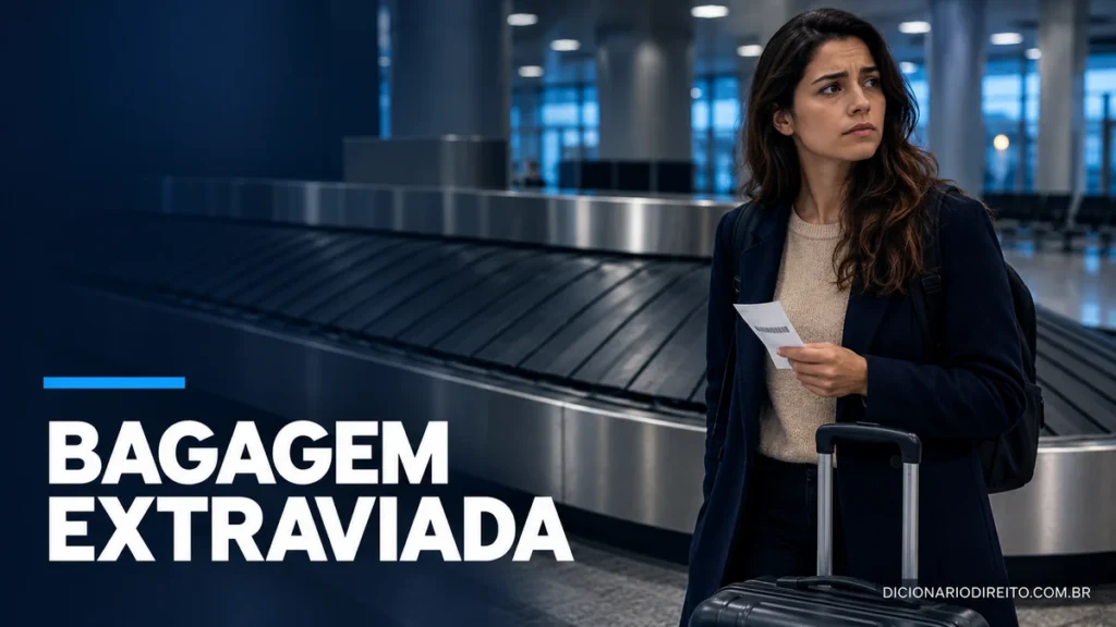 Passageira aguarda a mala extraviada na esteira de bagagens