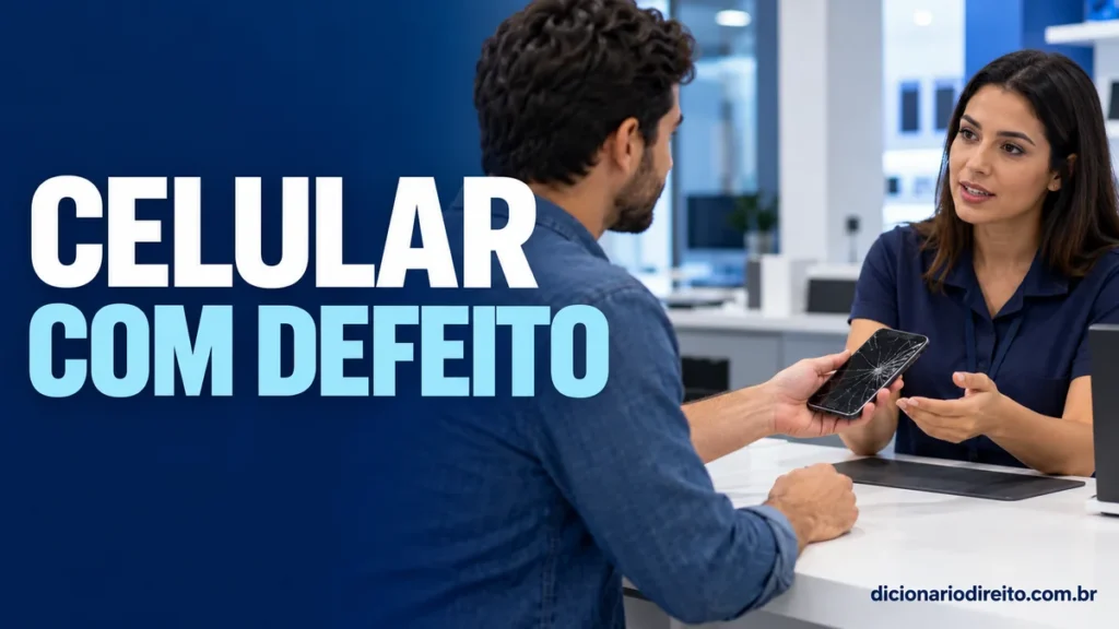 Consumidor entrega celular com tela quebrada a uma atendente de assistência técnica.