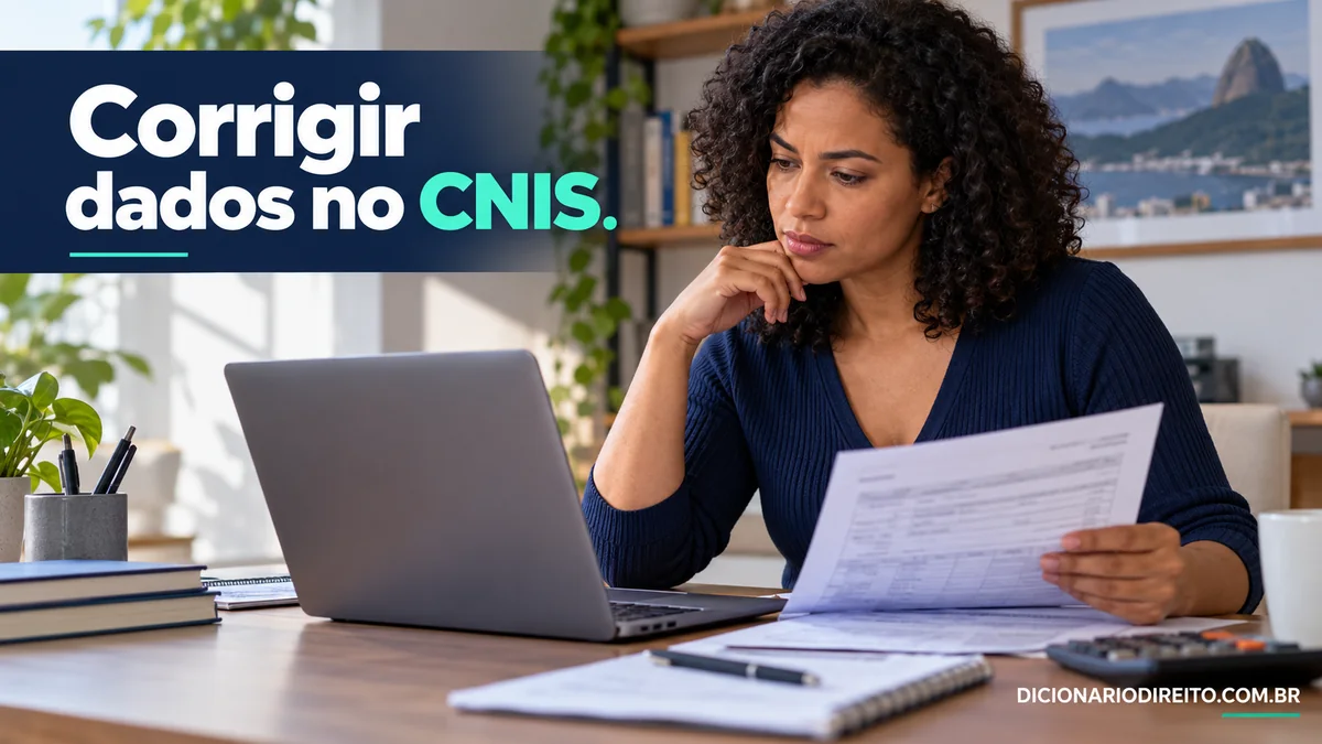 CNIS com vínculo ou salário errado: como pedir correção ao INSS — ilustração editorial sobre direitos e procedimentos no Brasil
