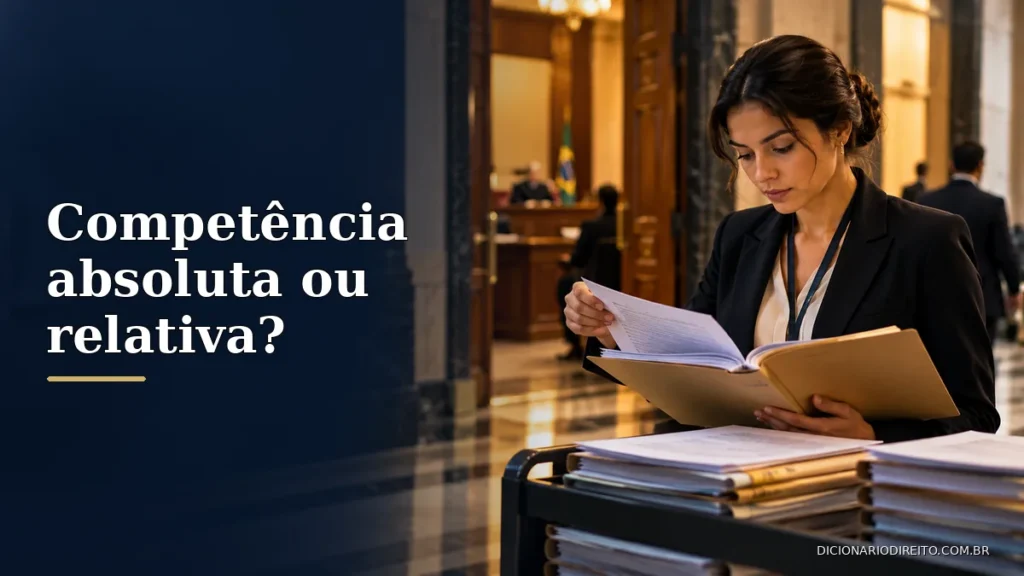 Competência absoluta e relativa: qual é a diferença no processo? — imagem editorial ilustrativa relacionada ao tema.