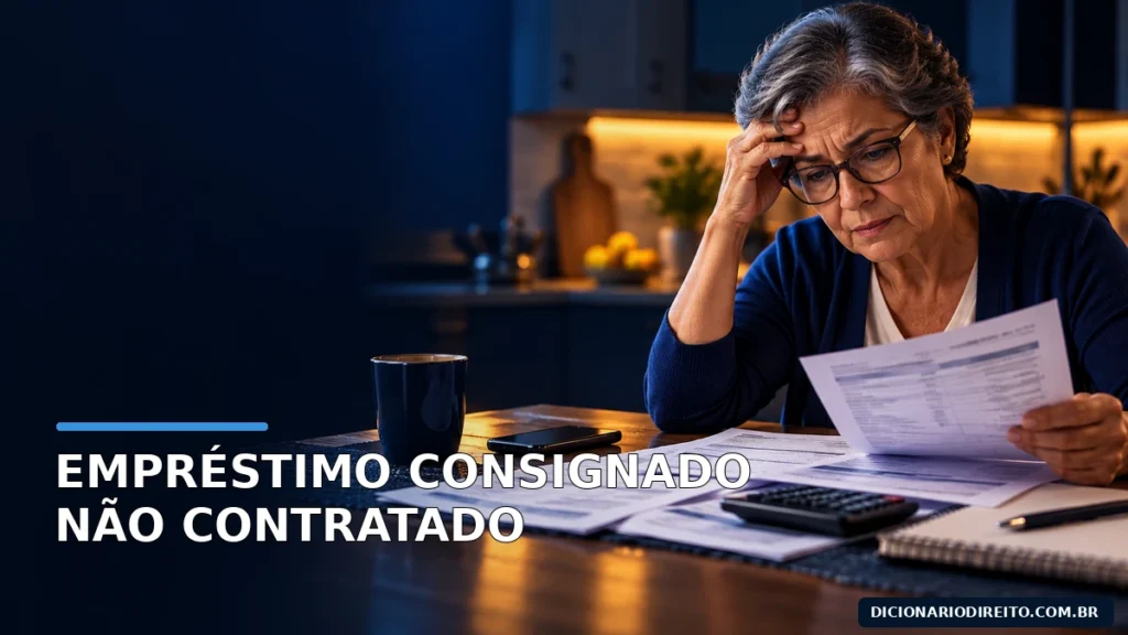 Pessoa confere no extrato bancário uma cobrança de empréstimo consignado que não reconhece