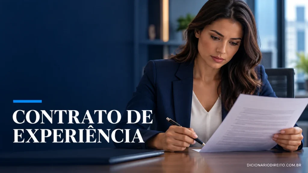 Pessoa analisa contrato de experiência de trabalho antes de assinar
