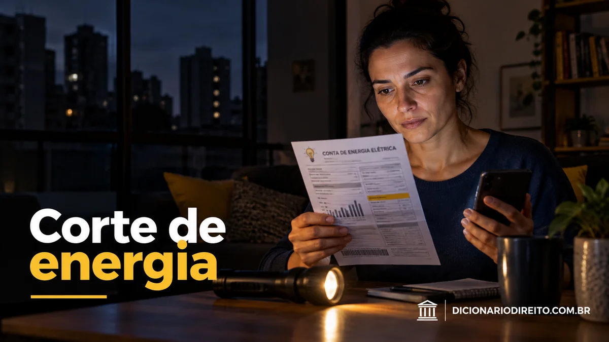 Corte de energia por falta de pagamento: aviso, prazo e religação — ilustração editorial sobre direitos e procedimentos no Brasil