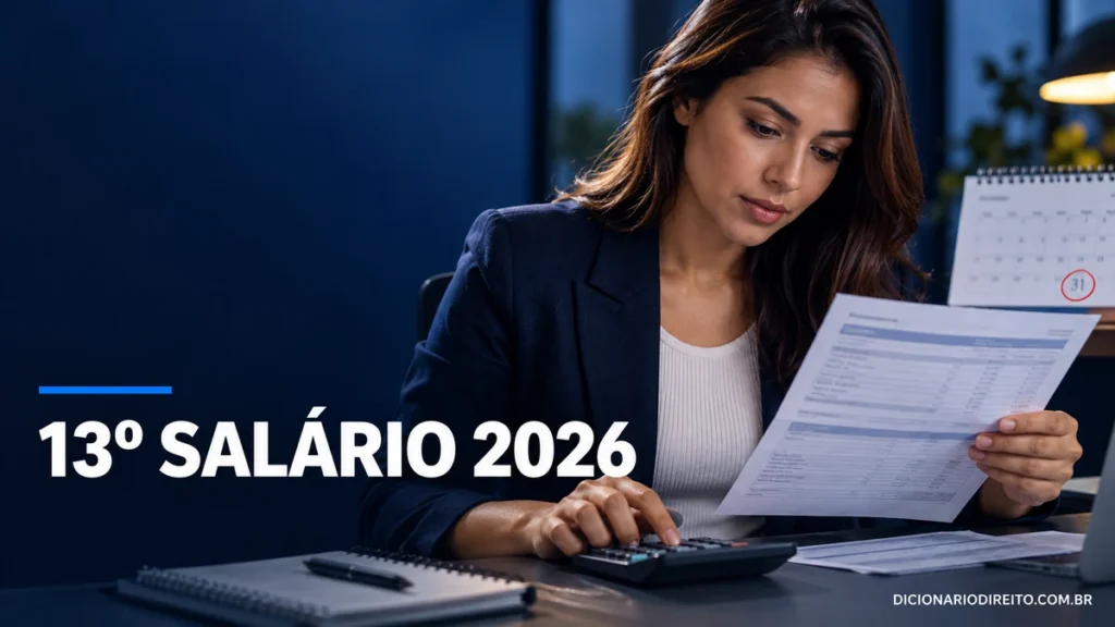 Trabalhadora confere demonstrativo do décimo terceiro salário de 2026