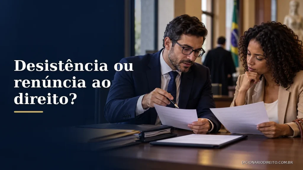Desistência e renúncia ao direito no processo: o que muda? — imagem editorial ilustrativa relacionada ao tema.