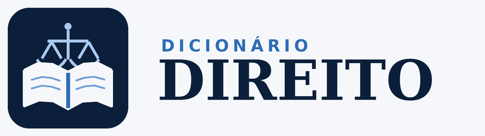 Logo Dicionário Direito, com livro aberto e balança da justiça