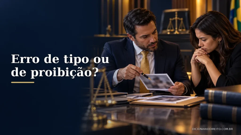 Erro de tipo e erro de proibição: qual a diferença no Direito Penal? — imagem editorial ilustrativa relacionada ao tema.