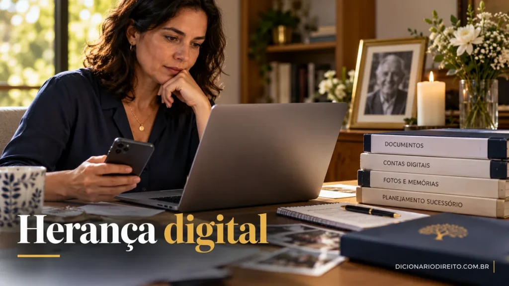 Herança digital: o que acontece com contas e arquivos após a morte? — imagem editorial ilustrativa
