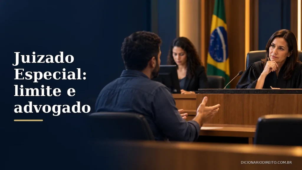 Juizado Especial Cível: limite de valor e quando precisa de advogado — imagem editorial ilustrativa relacionada ao tema.