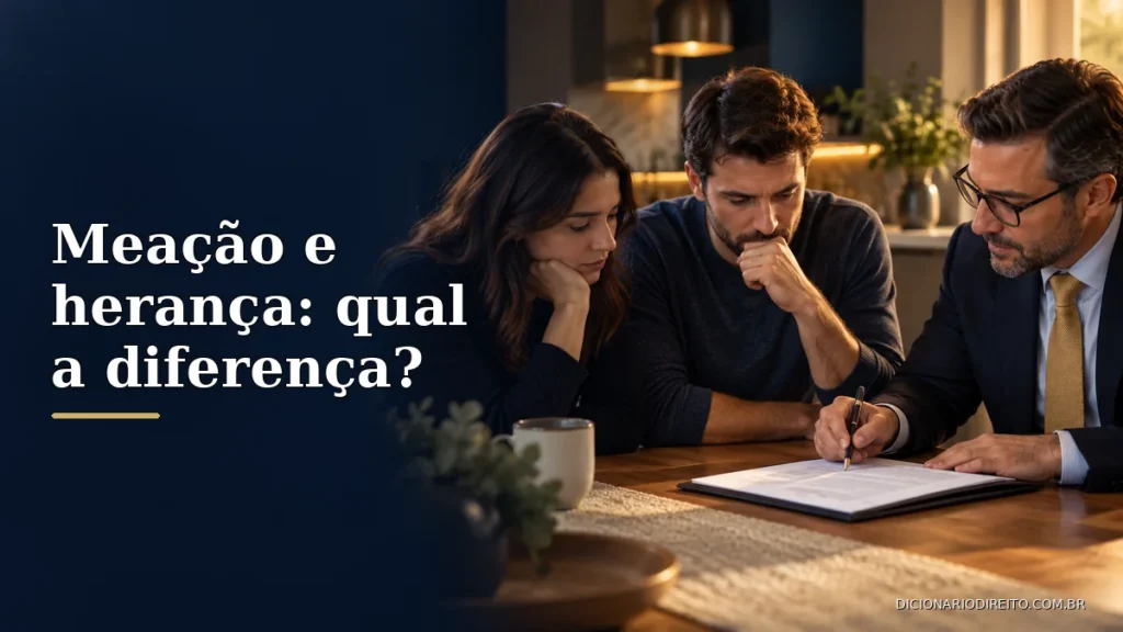 Meação e herança: qual é a diferença na partilha? — imagem editorial ilustrativa relacionada ao tema.