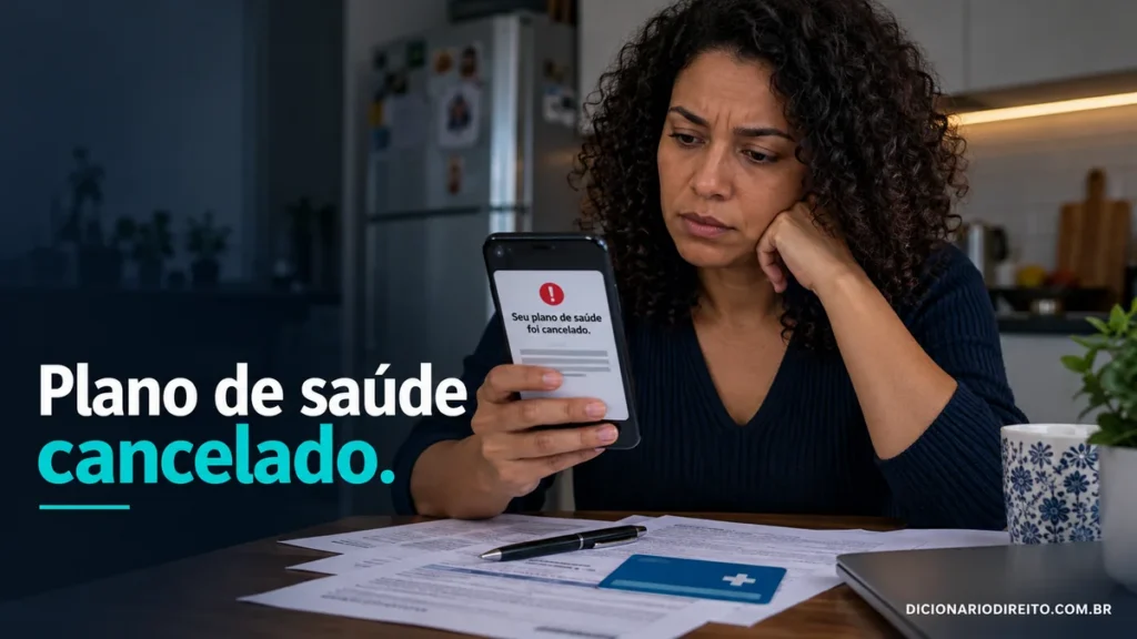 Plano de saúde cancelado: quando a operadora pode encerrar o contrato? — ilustração editorial sobre direitos e procedimentos no Brasil