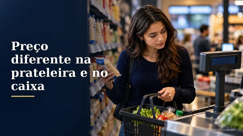 Preço diferente na prateleira e no caixa: qual valor vale? — imagem editorial ilustrativa relacionada ao tema.
