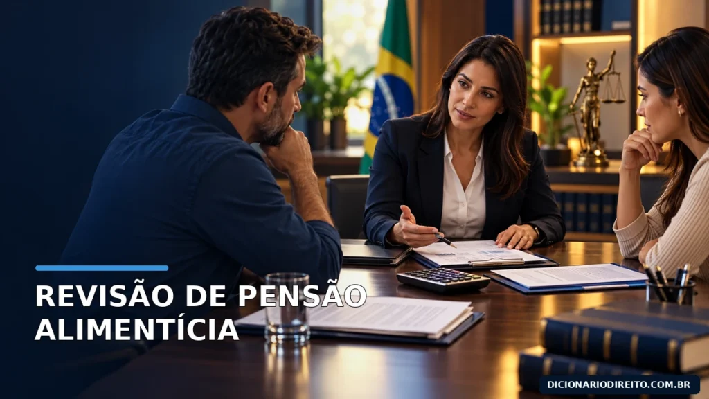 Pais conversam com mediadora sobre documentos de pensão alimentícia e despesas da criança