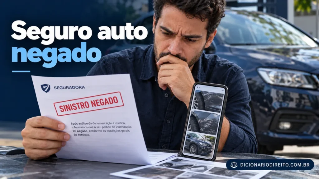 Seguro de automóvel negado: como contestar a recusa da seguradora — ilustração editorial sobre direitos e procedimentos no Brasil