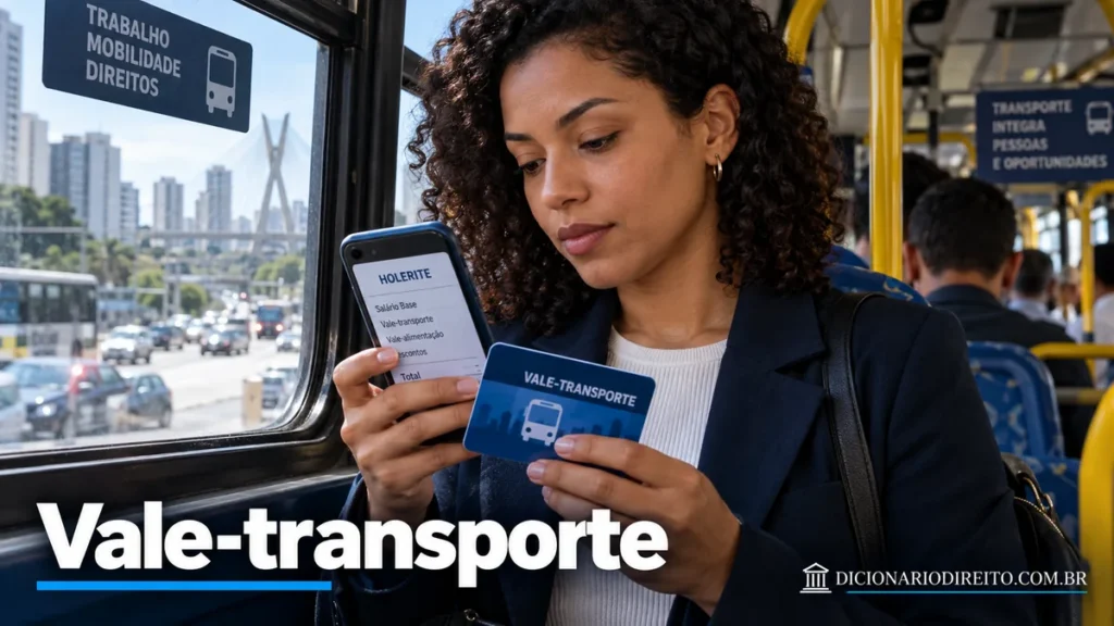 Vale-transporte: quem tem direito e qual desconto pode aparecer no salário — ilustração editorial sobre direitos e procedimentos no Brasil